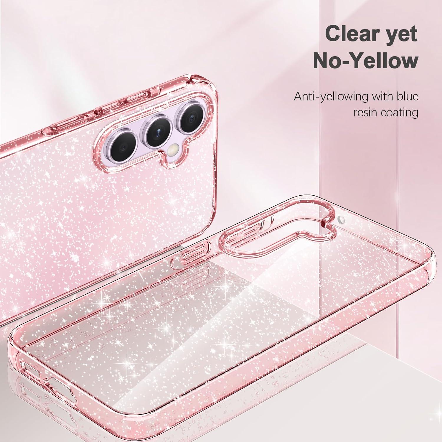 Klare Glitzer Samsung Galaxy A55 5G Handyhülle mit Schutzfolie