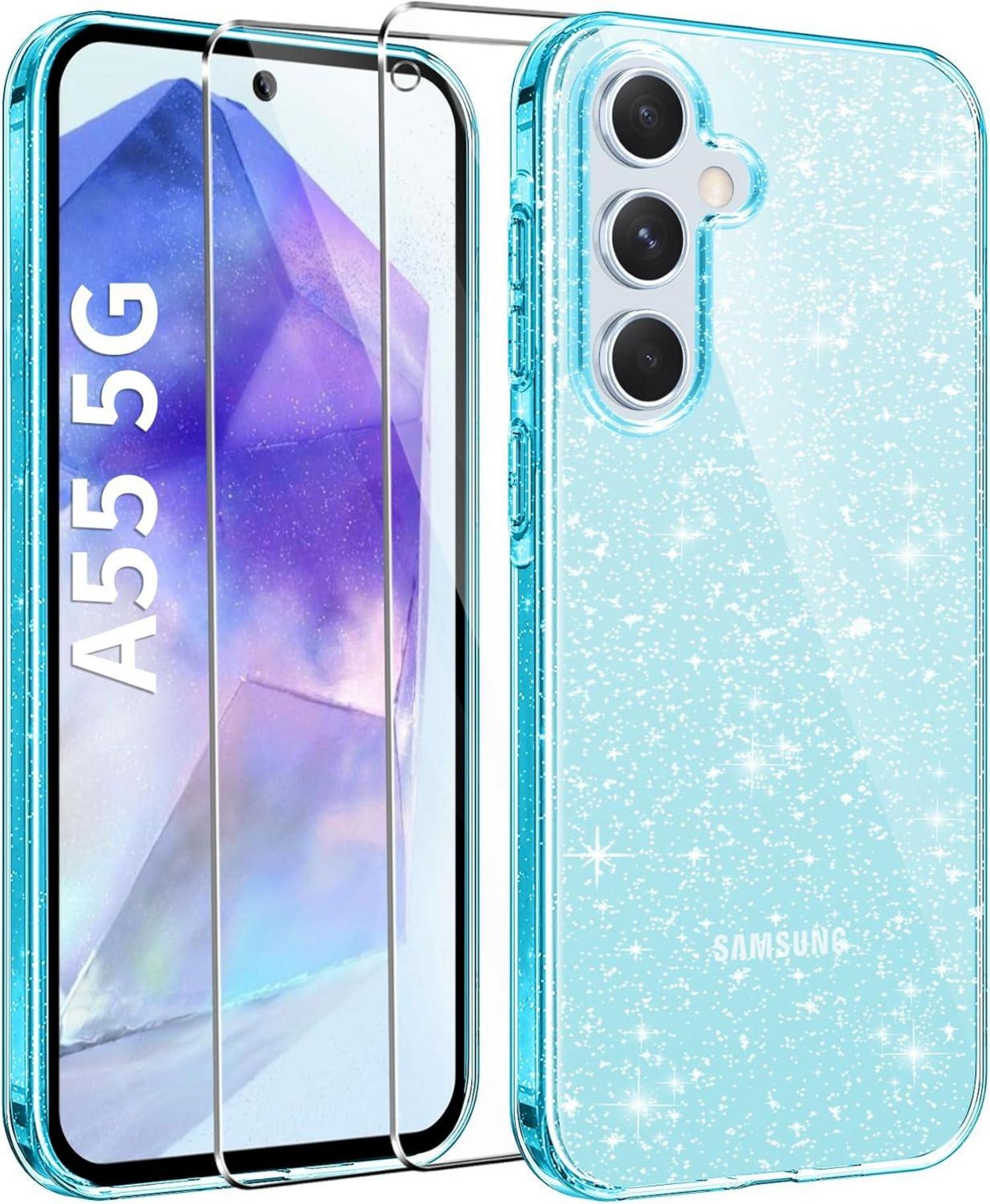 Transparente Glitzer Handyhülle für Samsung Galaxy A55 5G mit