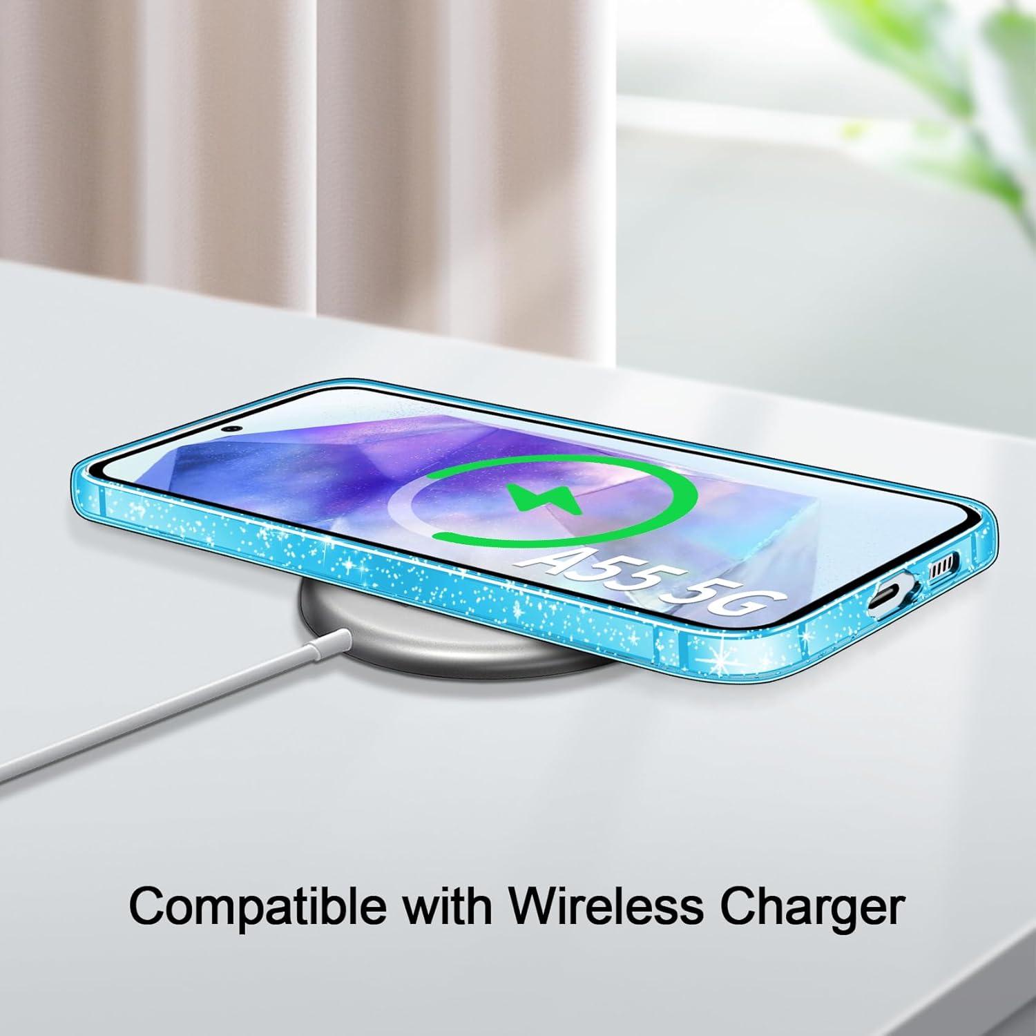 Transparente Glitzer Handyhülle für Samsung Galaxy A55 5G mit
