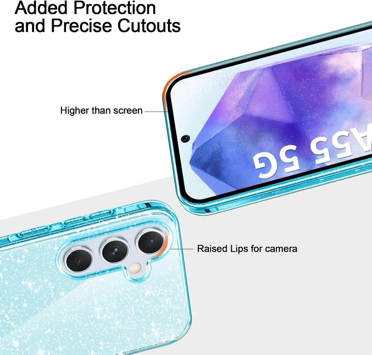 Glitzer Handyhülle Samsung Galaxy A55 5G Transparent Weiche TPU Case Silber