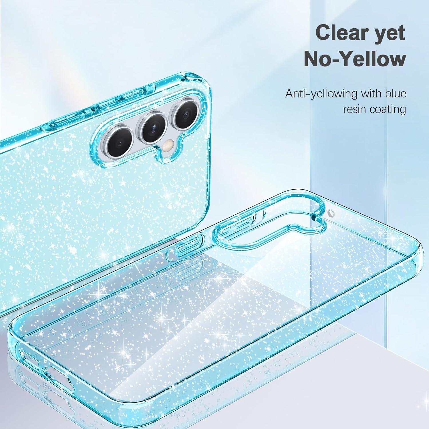 Transparente Glitzer Handyhülle für Samsung Galaxy A55 5G + 2x
