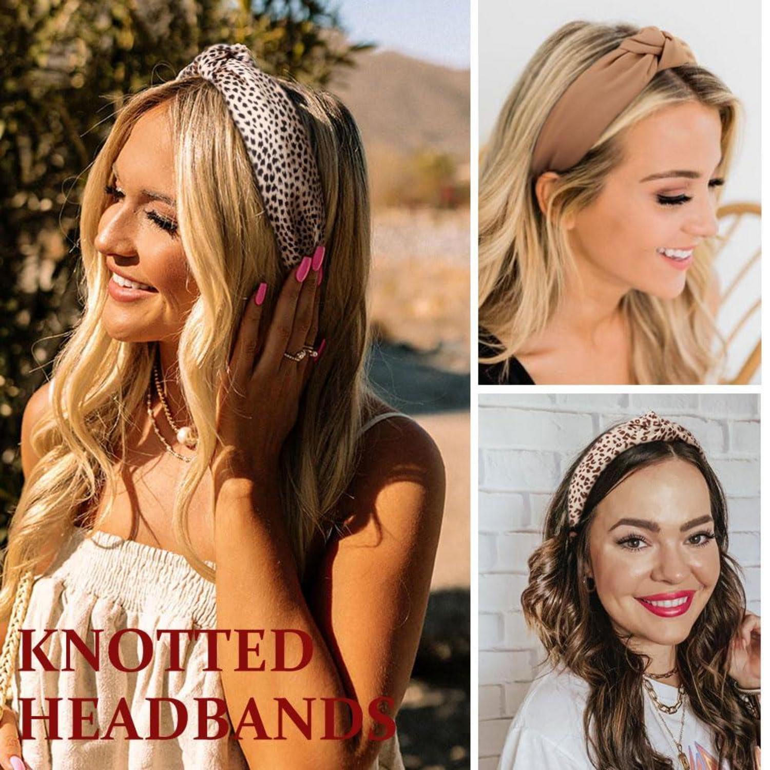 Damen Haarreifen 4er Pack Stirnband Knoten Haarband trendiger Mori-Stil