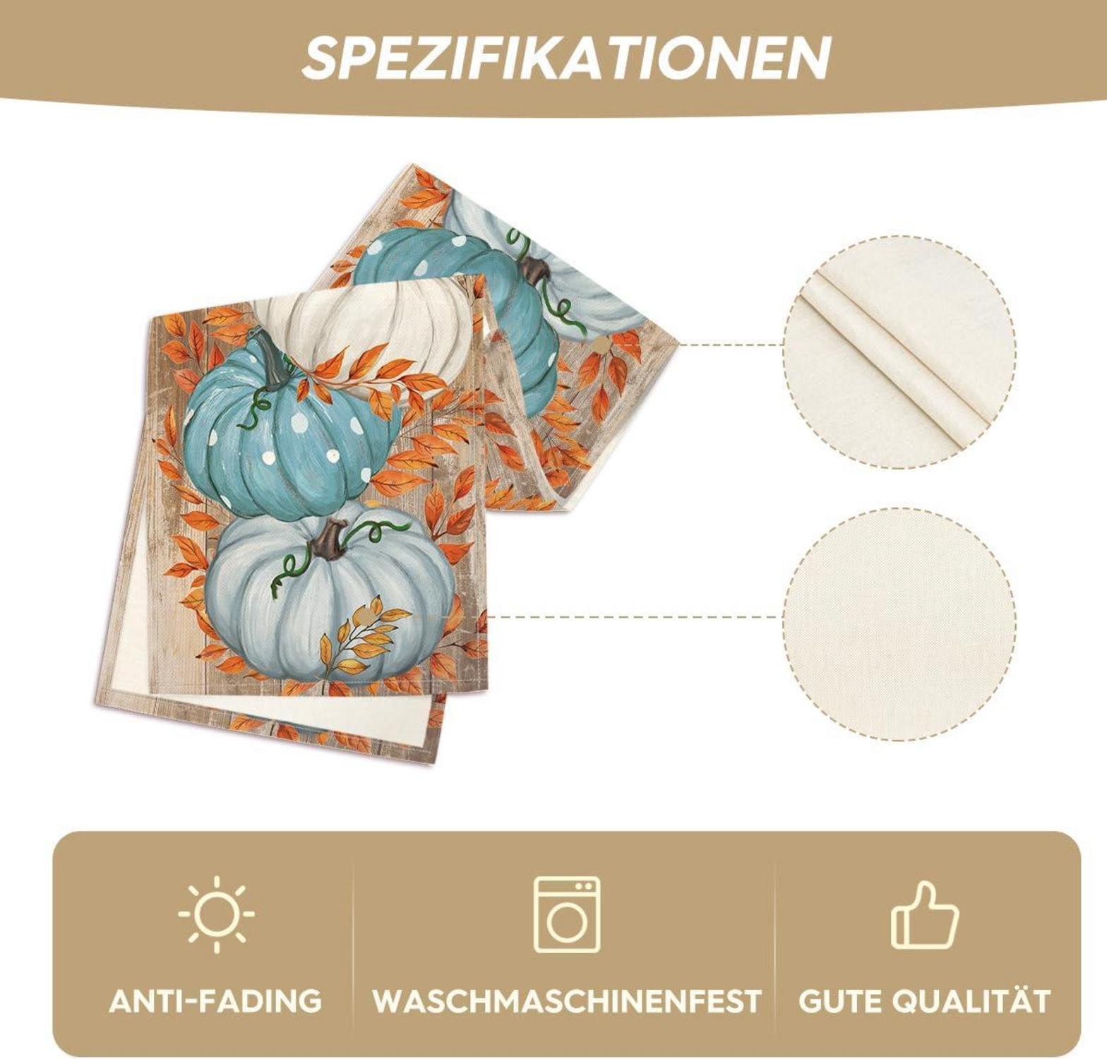 Herbst Tischläufer Blau Kürbisse 40x180 cm Artoid Mode