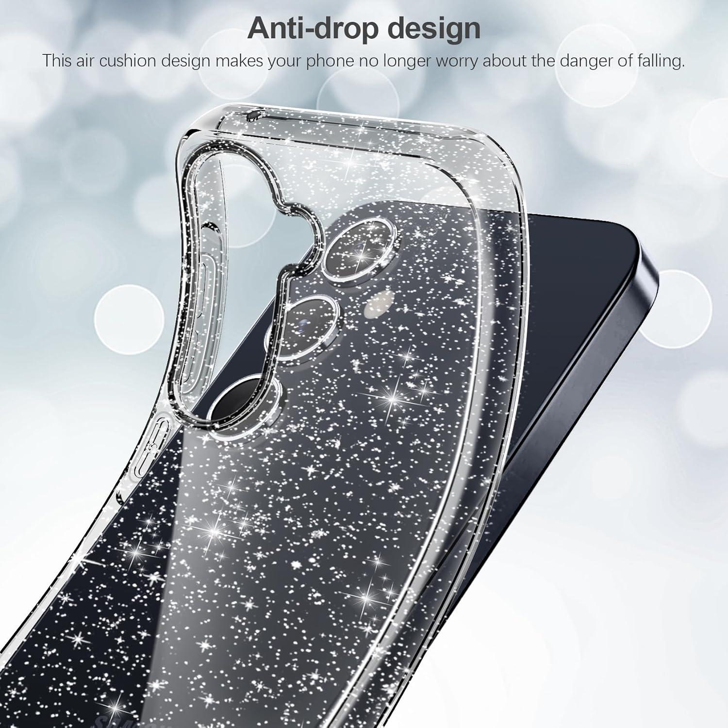 Samsung Galaxy A55 5G Glitzer Handyhülle + 2x Schutzfolie Transparent Silikon Case