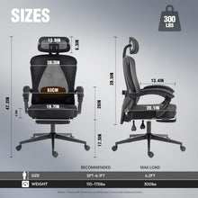 Ergonomischer Bürostuhl mit Kopfstütze und Fußstütze Schwarz