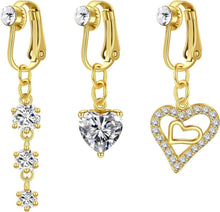 3er Set Fake Bauchnabelpiercing Chirurgenstahl Clip CZ Kristall