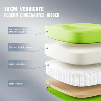 Ergonomischer Bürostuhl Kopfstütze Lendenstütze Grün Mesh 150kg