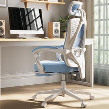 Ergonomischer Mesh Bürostuhl mit Fußstütze Blau