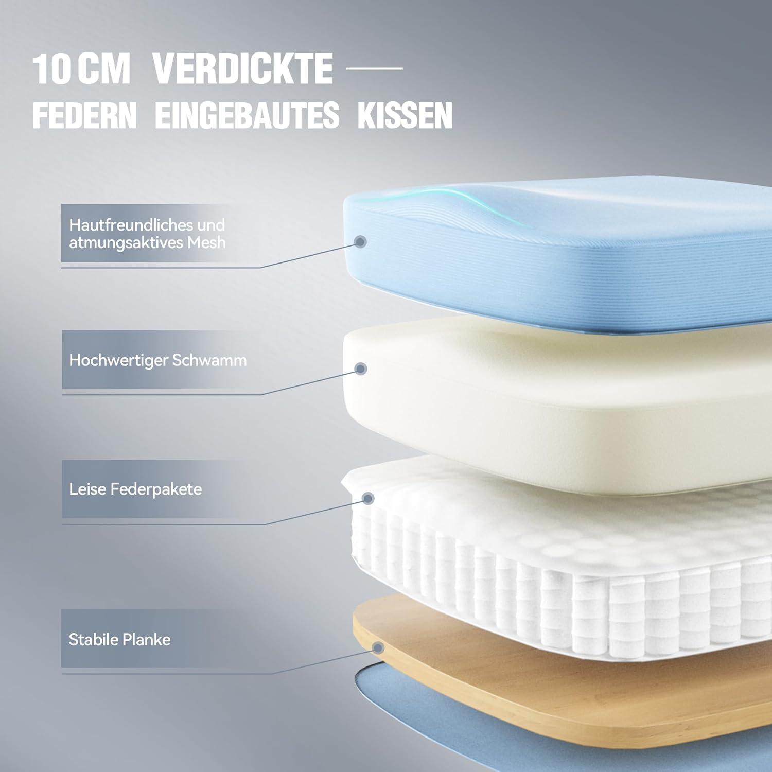 Ergonomischer Chefsessel Bürostuhl mit Fußstütze 150kg Blau