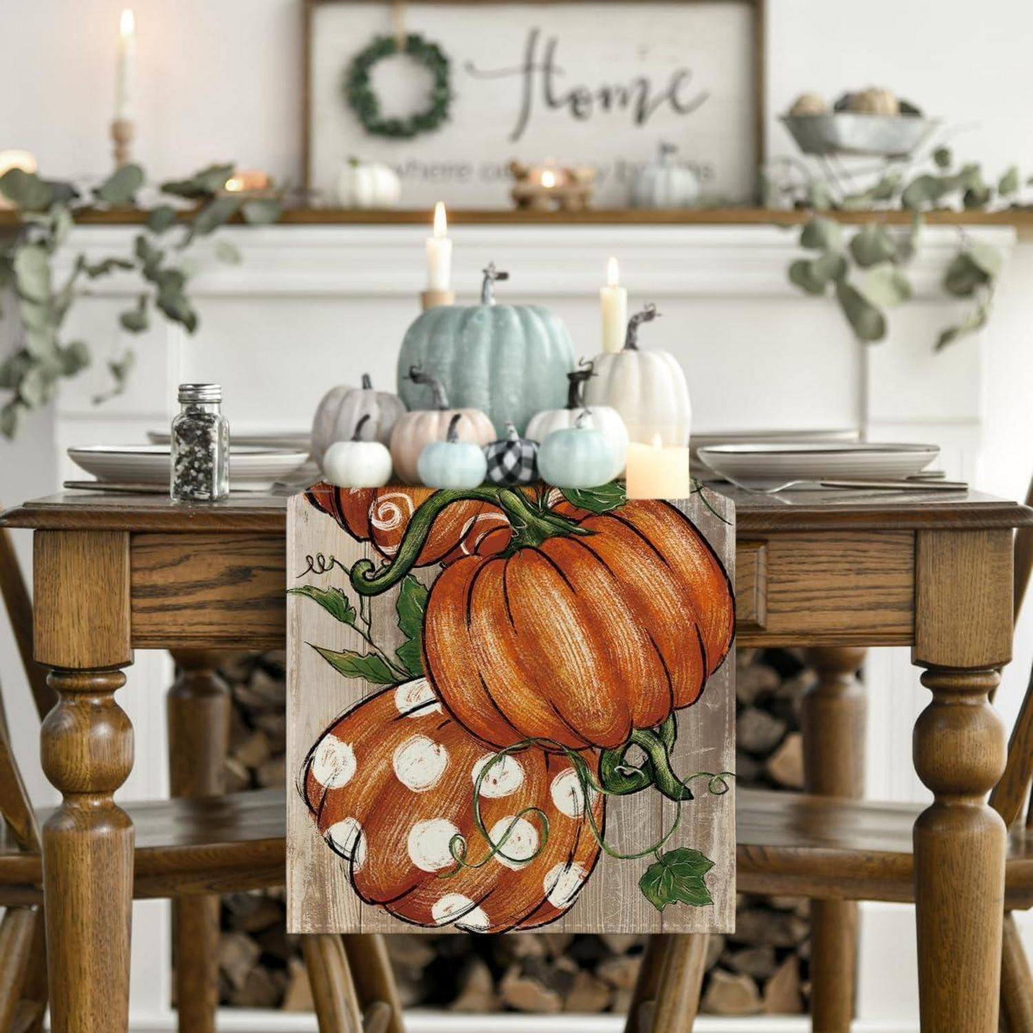 Artoid Mode Kürbisse Herbst Tischläufer 40x180 cm Braun