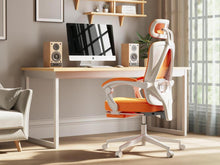 Ergonomischer Bürostuhl mit Fußstütze, Orange Mesh-Stuhl