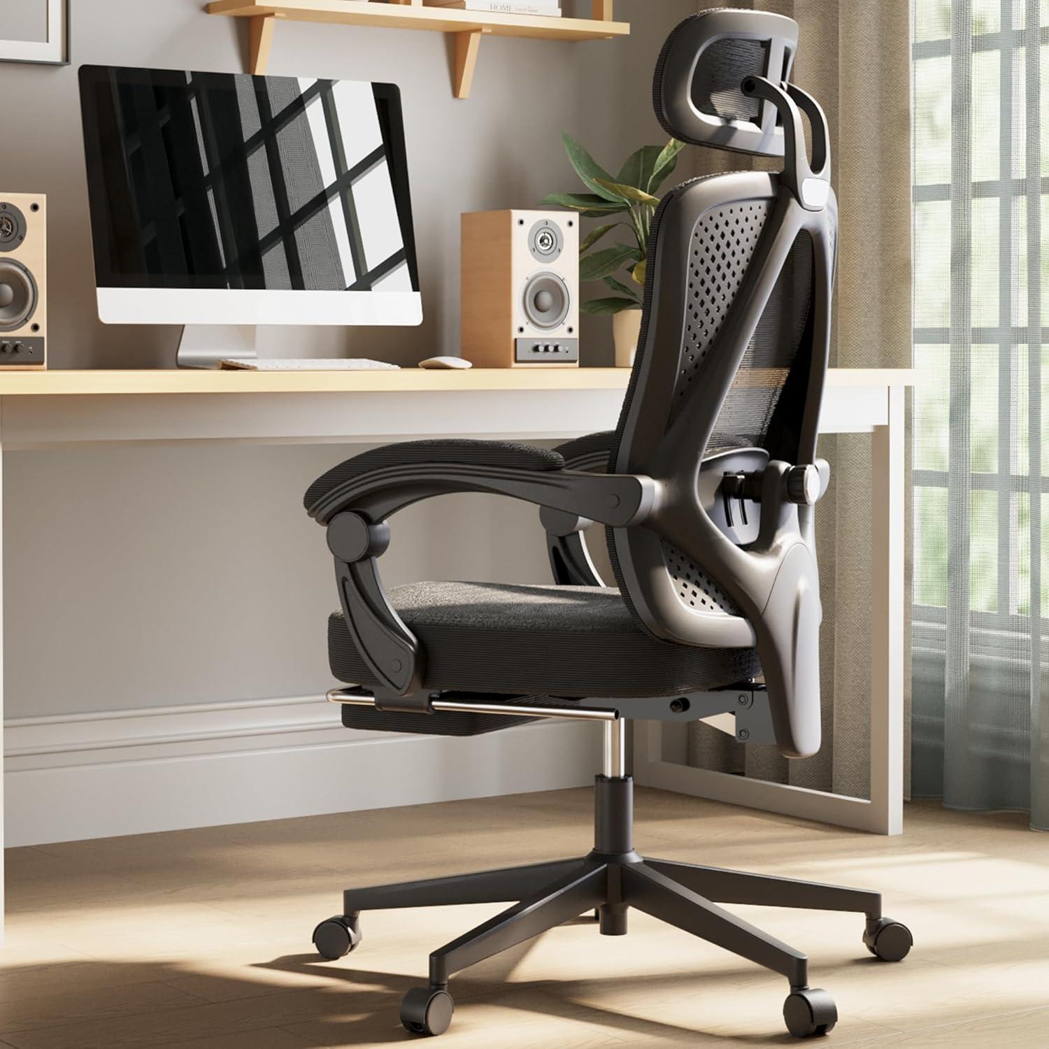Ergonomischer Bürostuhl mit Fußstütze und Mesh-Rückenlehne