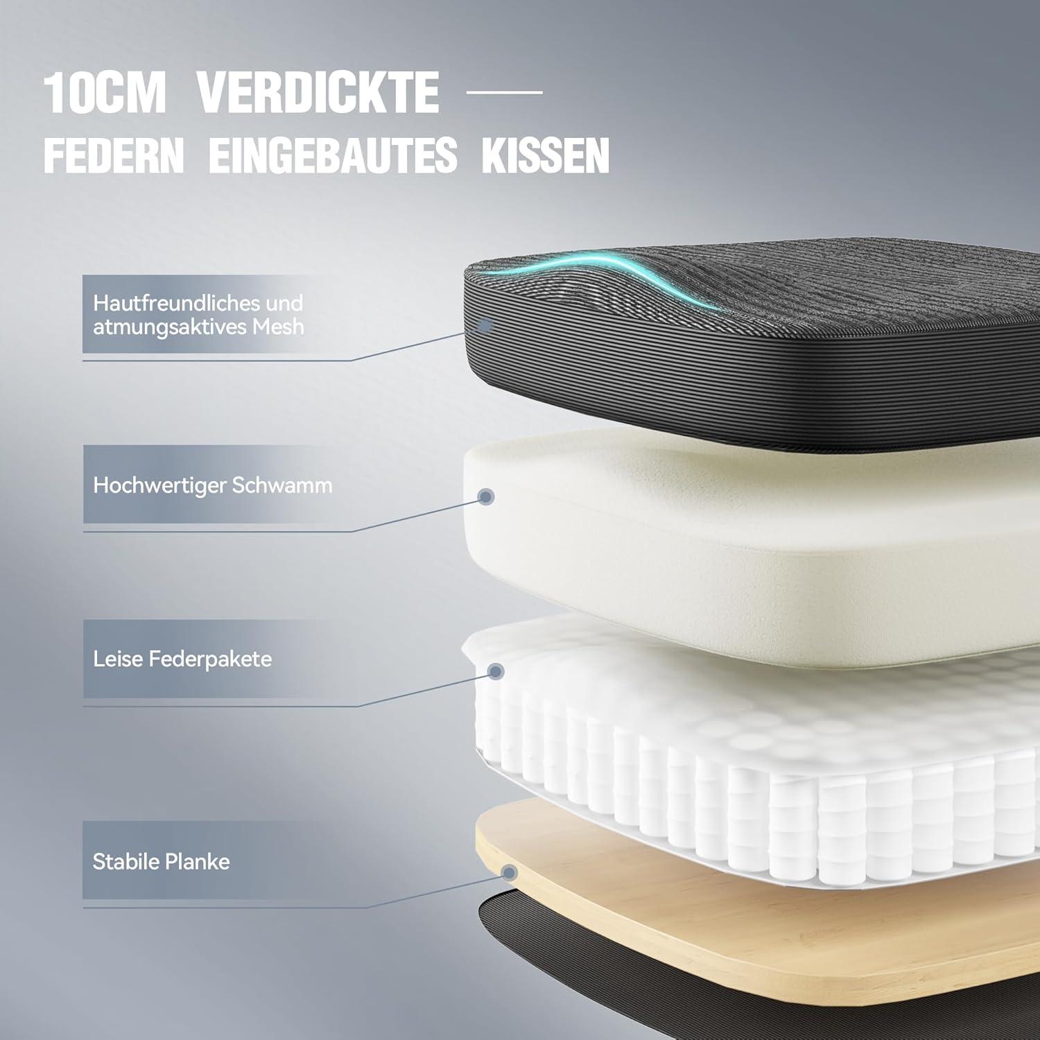 Ergonomischer Bürostuhl mit Fußstütze und Mesh-Rückenlehne