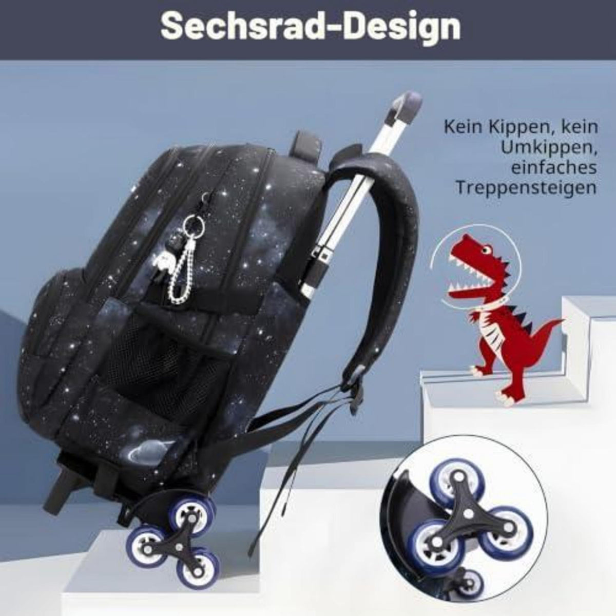 Schulrucksack Trolley 3-teilig für Jungen – Schwarz