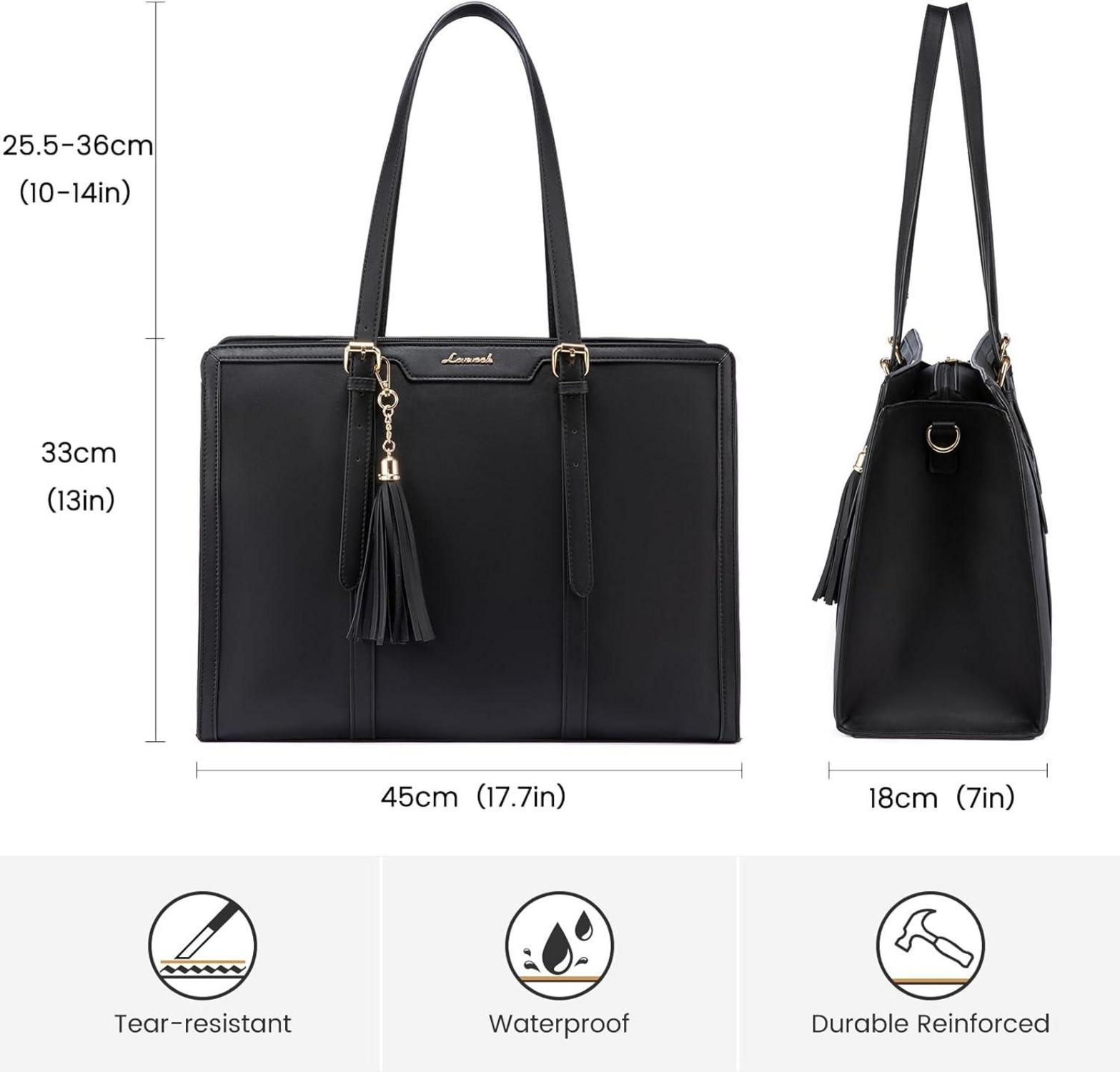 Laptoptasche Damen 17 Zoll Handtasche Umhängetasche Leder Tote Bag