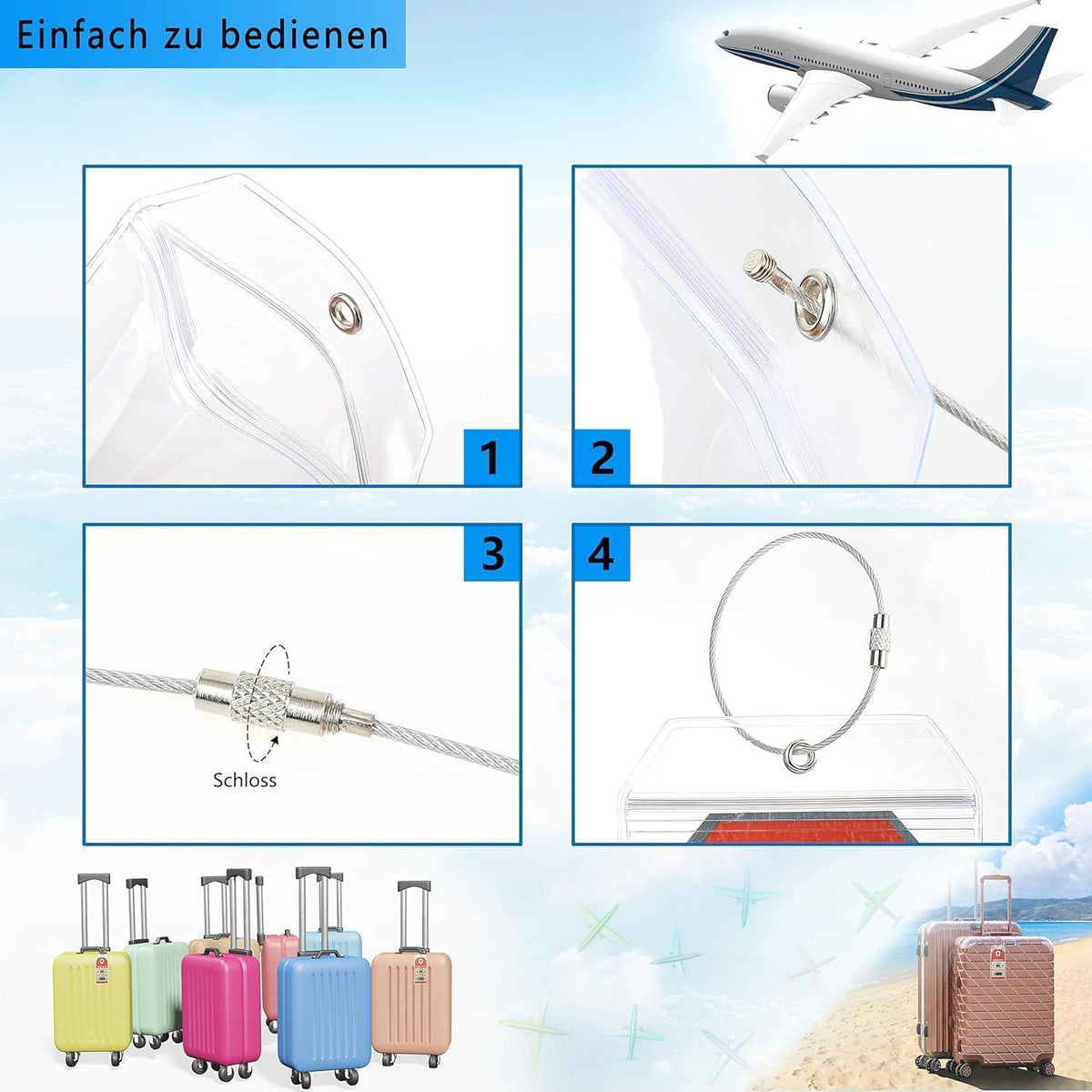 6x Transparente Kofferanhänger für Kreuzfahrt & Reisen