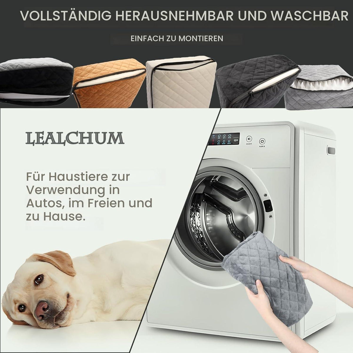 Hunde Autositz Booster mit Memory Foam – Schwarz/Grau, Medium