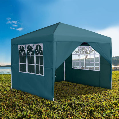 3x3m Faltpavillon wasserdicht mit Seitenteilen & Fenstern