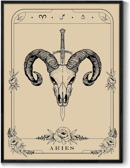 Leinwand Bilder Konstellation mit Rahmen Schwarz 30x40 cm Widder Tarot