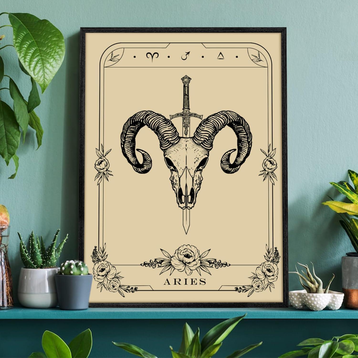 Leinwand Bilder Konstellation mit Rahmen Schwarz 30x40 cm Widder Tarot