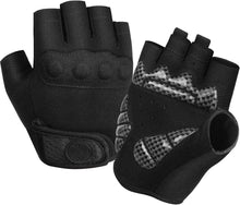 Fahrradhandschuhe Halbfinger atmungsaktiv stoßdämpfend Dunkelschwarz