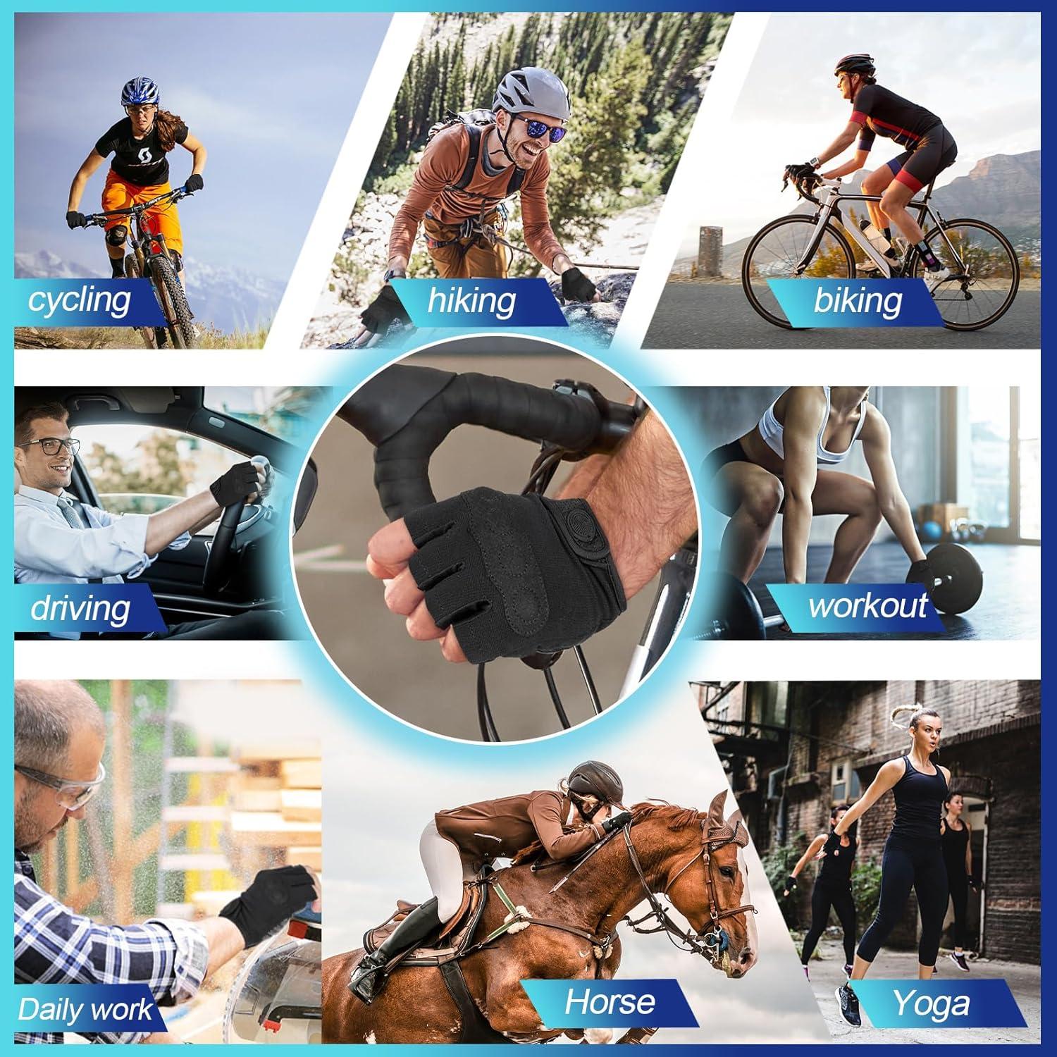 Fahrradhandschuhe Halbfinger Atmungsaktiv Radsporthandschuhe Dunkelschwarz S