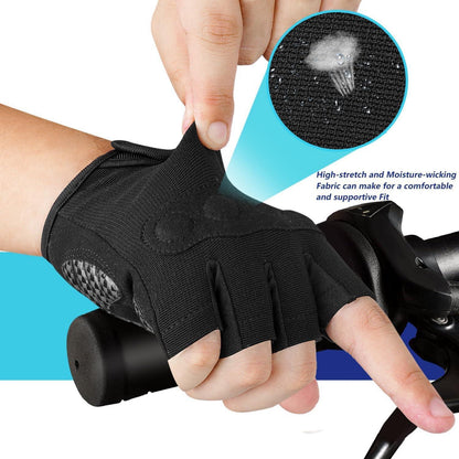 BIKINGMOREOK Fahrradhandschuhe Halbfinger Atmungsaktiv Dunkelschwarz XXL
