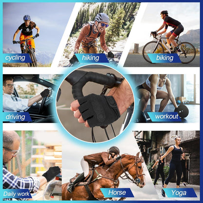 Atmungsaktive Fahrradhandschuhe für Herren und Damen Halbfinger Schwarz XXL