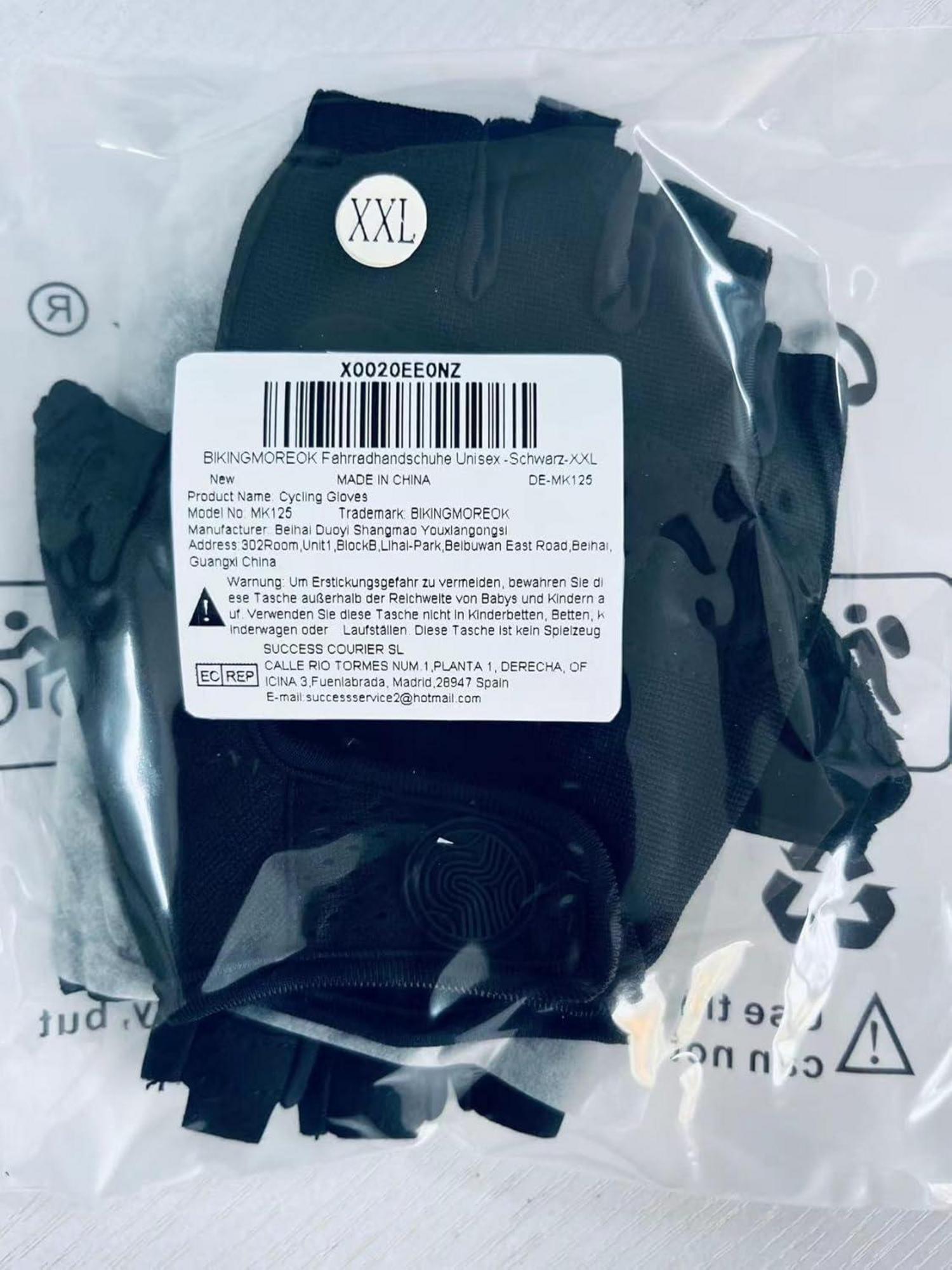 Atmungsaktive Fahrradhandschuhe für Herren und Damen Halbfinger Schwarz XXL