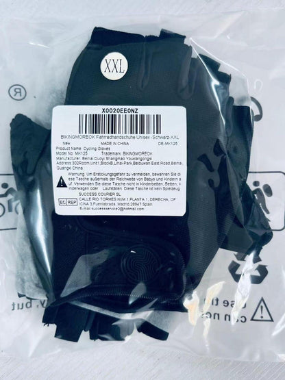 Atmungsaktive Fahrradhandschuhe für Herren und Damen Halbfinger Schwarz XXL