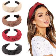 Boho Haarreif 4er Set Knoten Stirnband breit bunt Anti-Rutsch