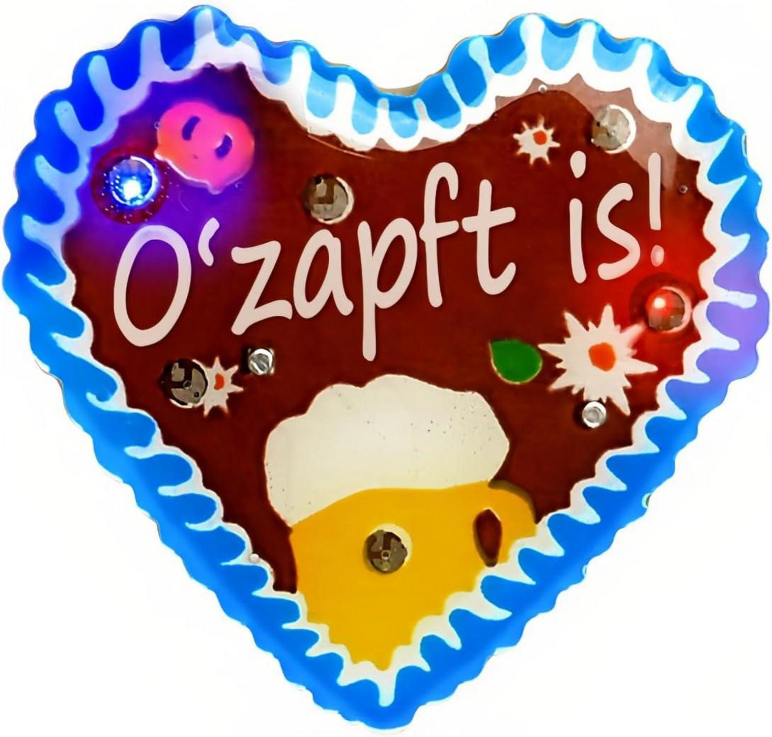 LED Anstecker Pin Oktoberfest Lebkuchenherz Design 6er Set