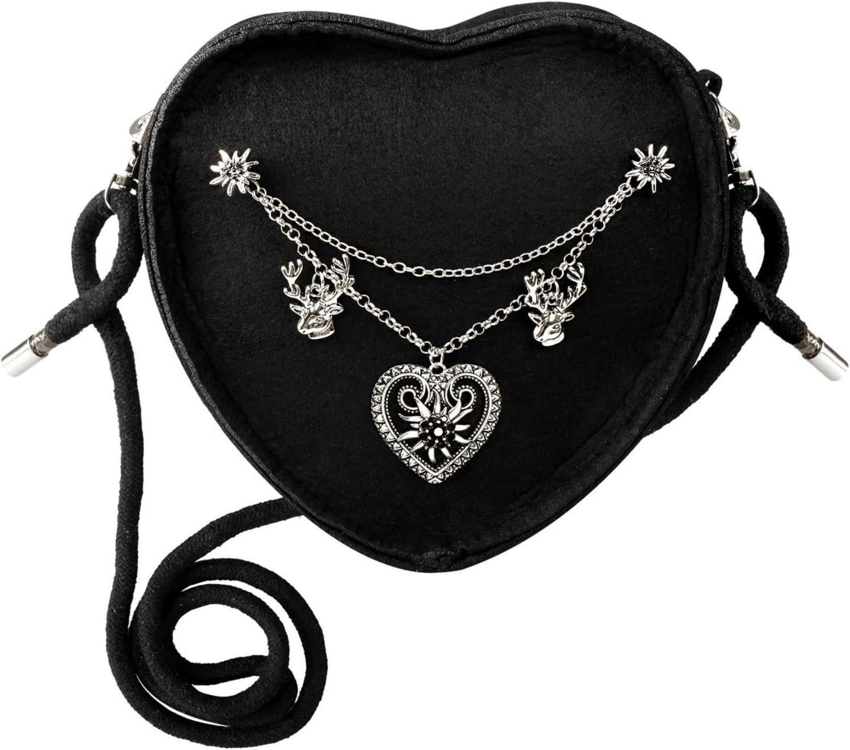 Oktoberfest Herztasche Accessory Damen Schwarz Trachtentasche