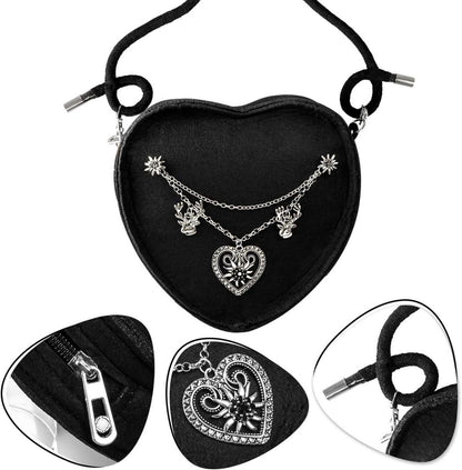 Oktoberfest Herztasche Accessory Damen Schwarz Trachtentasche
