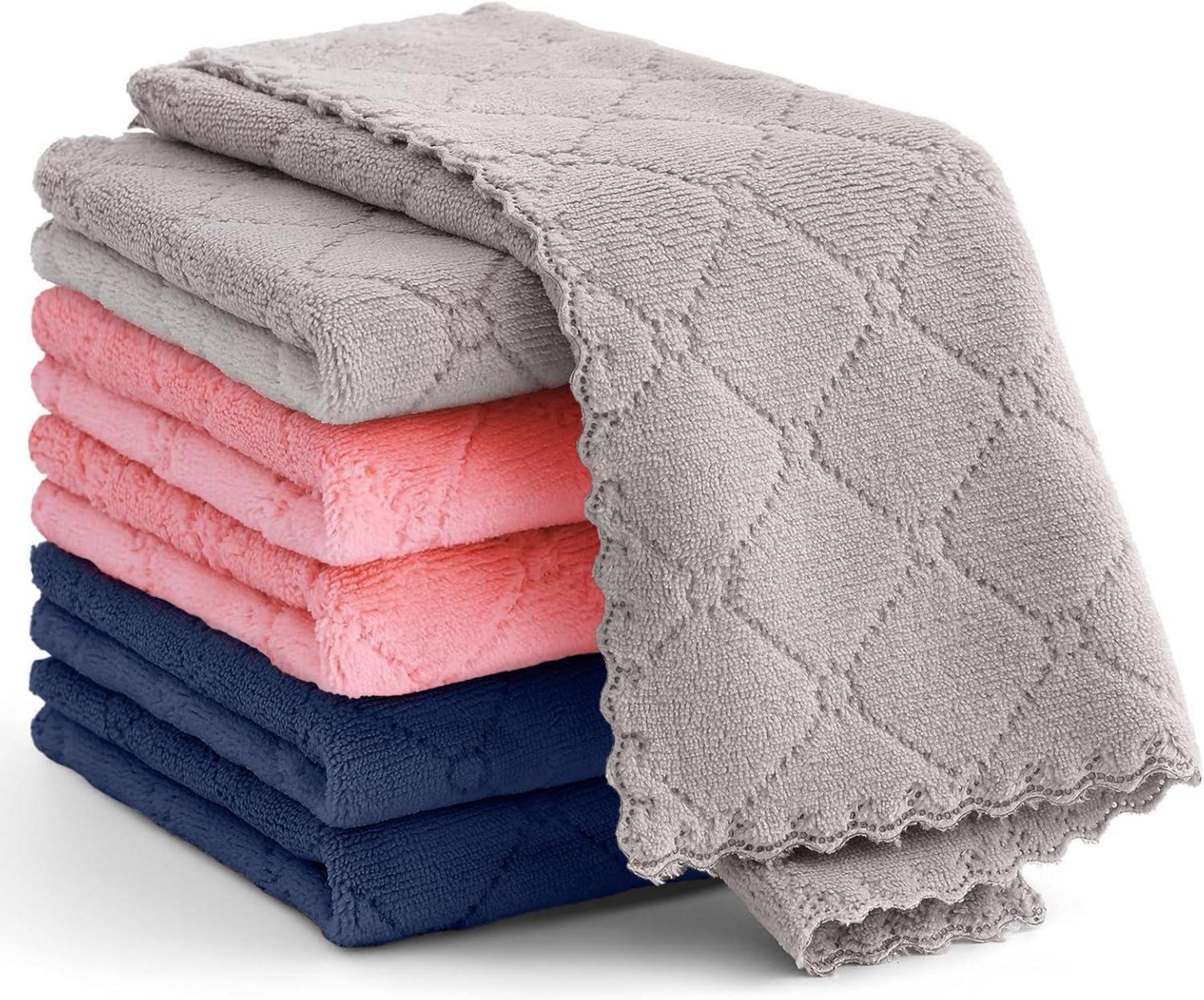Mikrofasertücher Waschbar 6er-Pack Putzlappen Fusselfrei 30x30 cm