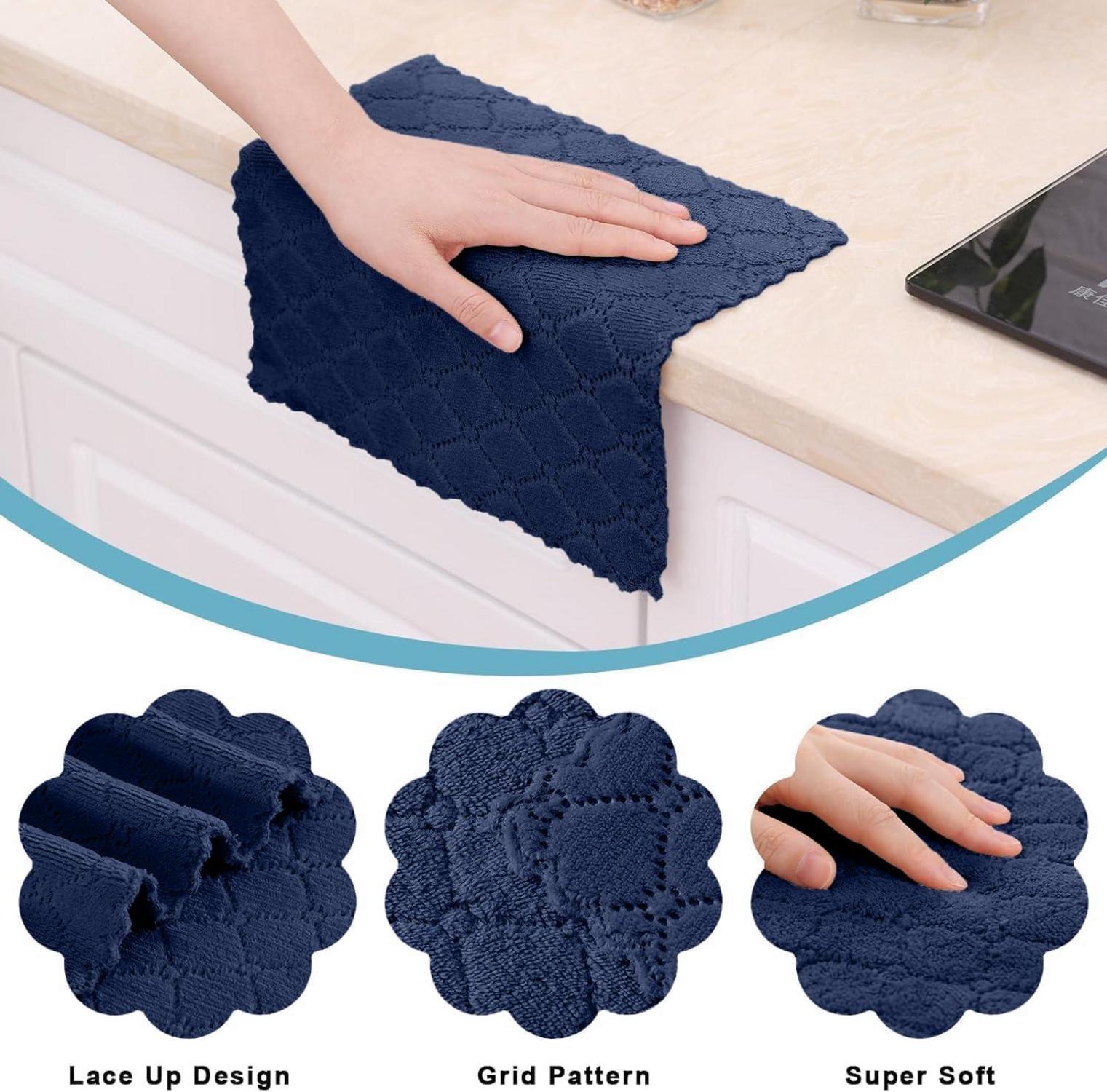 Mikrofasertücher 6er Set Waschbar Fusselfrei Küchentücher 30x30 cm Gemischt