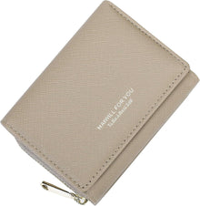 Damen Geldbörse Klein Beige PU Leder mit Münzfach und Kartenfächern