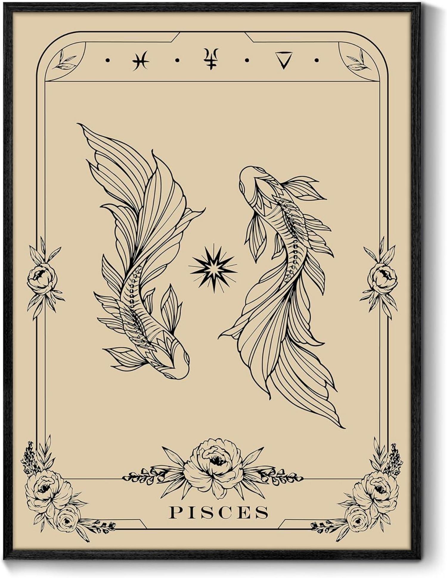 Leinwandbilder Konstellation Fische Tarot 30x40 cm Schwarz-Rahmen