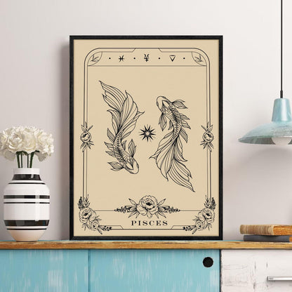 Leinwandbilder Konstellation Fische Tarot 30x40 cm Schwarz-Rahmen