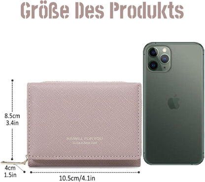 HAIWILL Geldbörse Damen Klein PU Leder Pink Münzfach 7 Kartenfächer