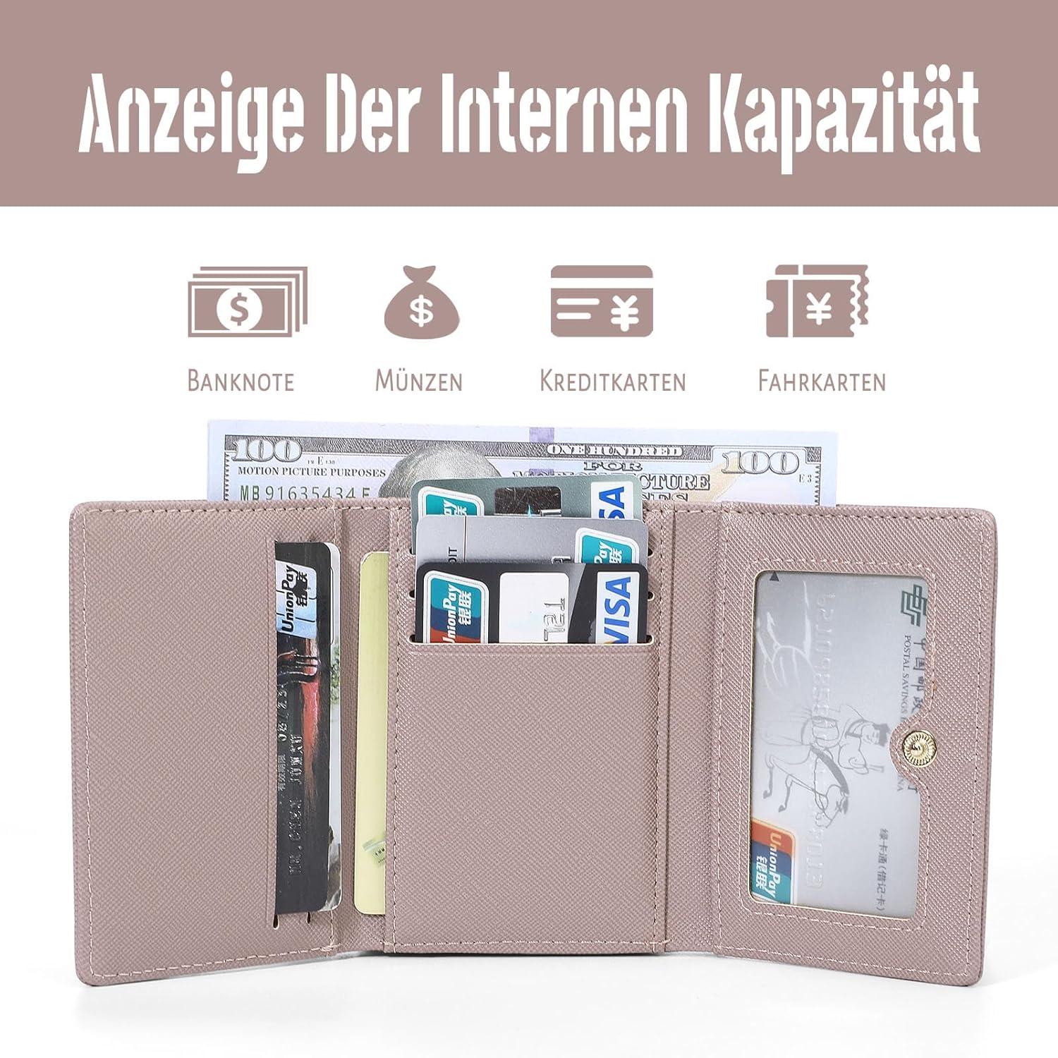 HAIWILL Damen Geldbörse Klein PU Leder Münzfach 7 Kartenfächer