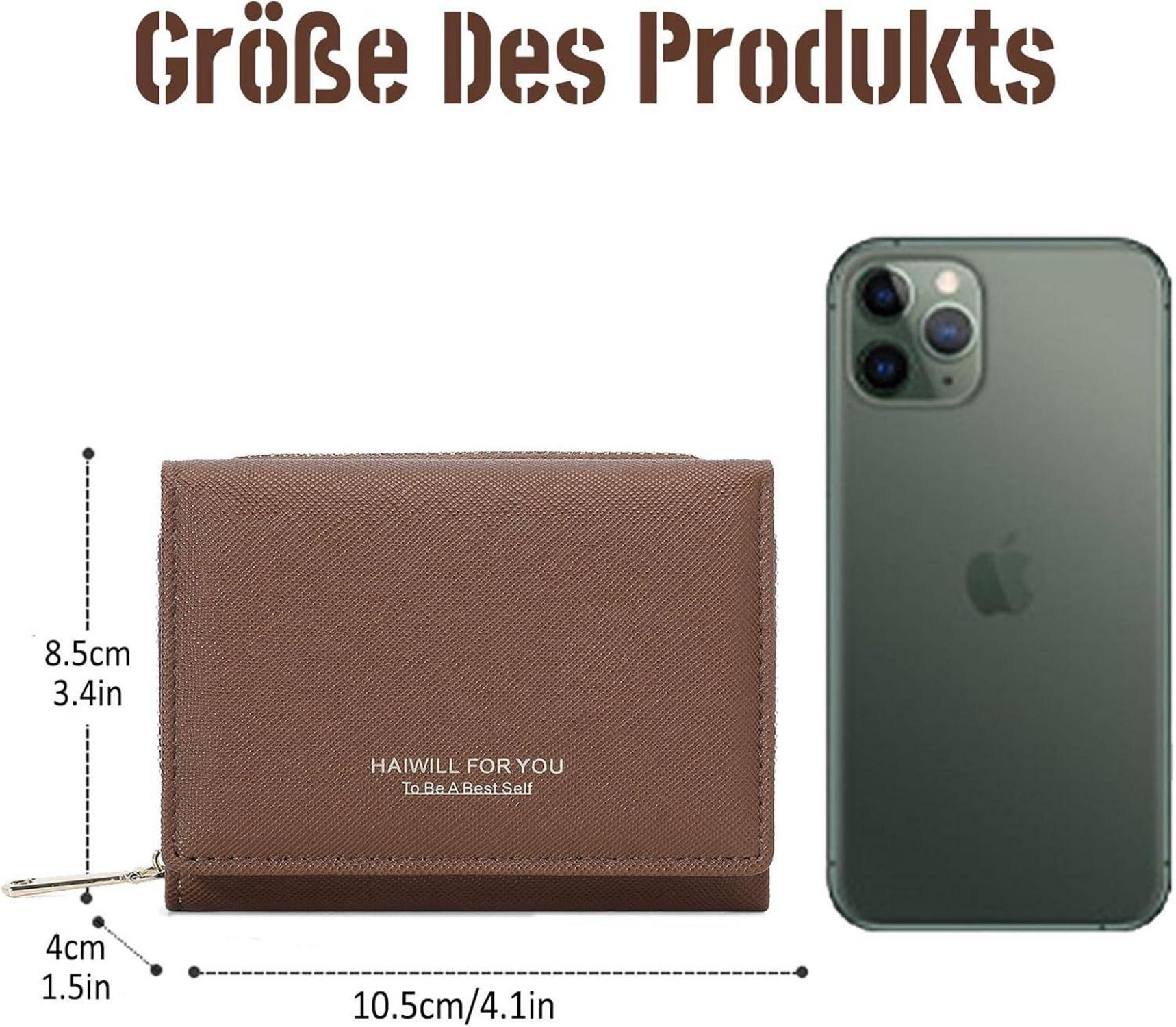 Geldbörse Damen Klein PU Leder Portemonnaie mit Münzfach 7 Kartenfächern (X