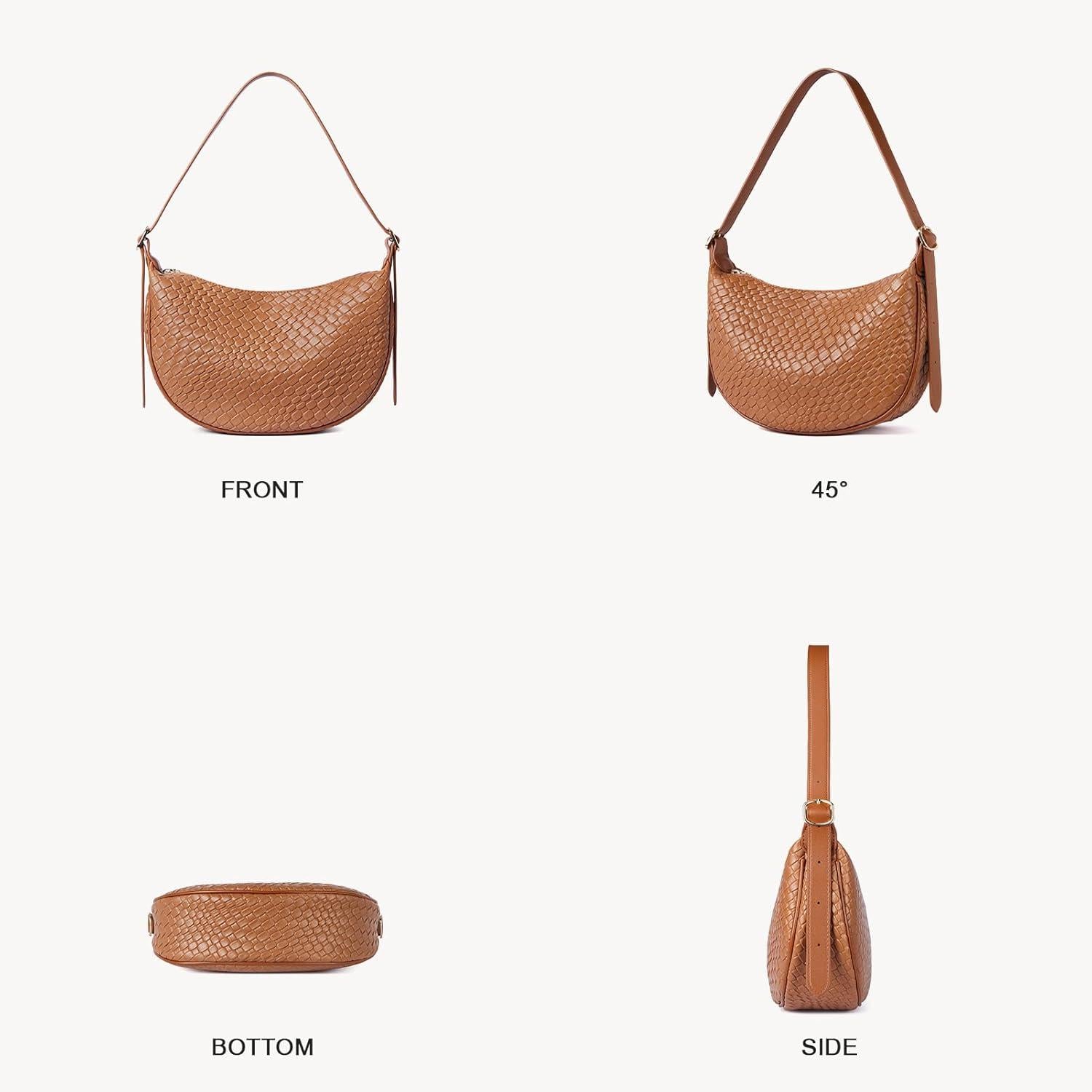 Damen Handtasche Geflochtene Umhängetasche Schultertasche Braun