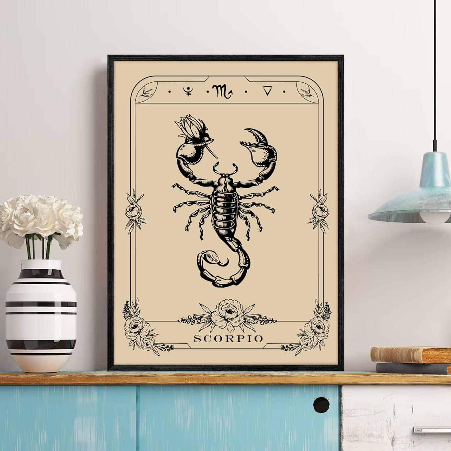 MHARTK66 Konstellation Leinwandbild Skorpion Tarot Schwarz