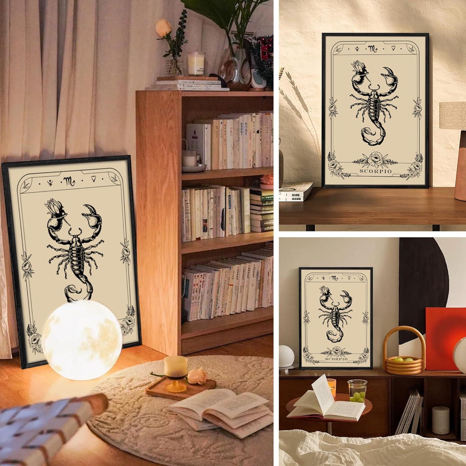 MHARTK66 Konstellation Leinwand Bild Skorpion Tarot 30x40 cm Schwarz Rahmen