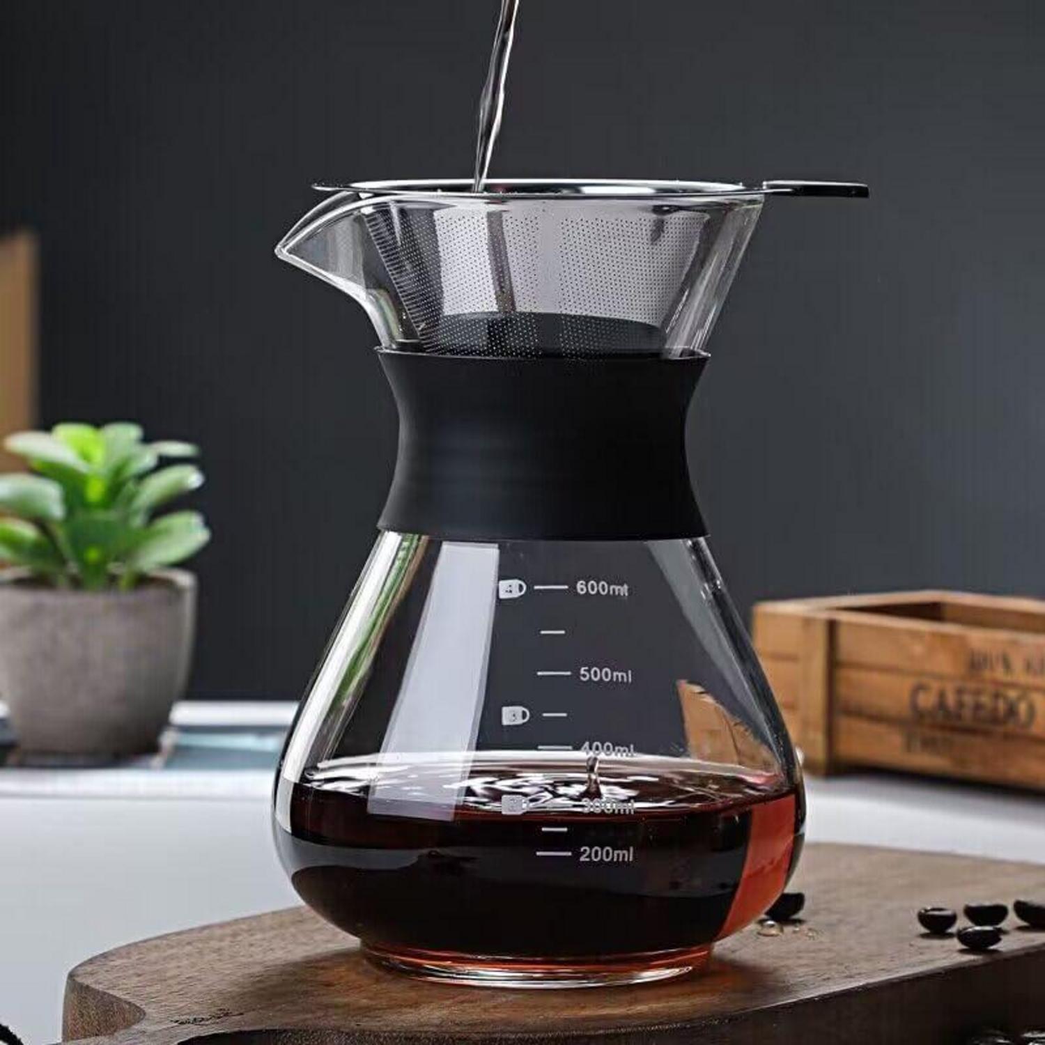 Pour Over Kaffeemaschine Glas Permanentfilter 600 ml