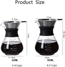 Glas Pour Over Kaffeemaschine mit Permanentfilter 600 ml