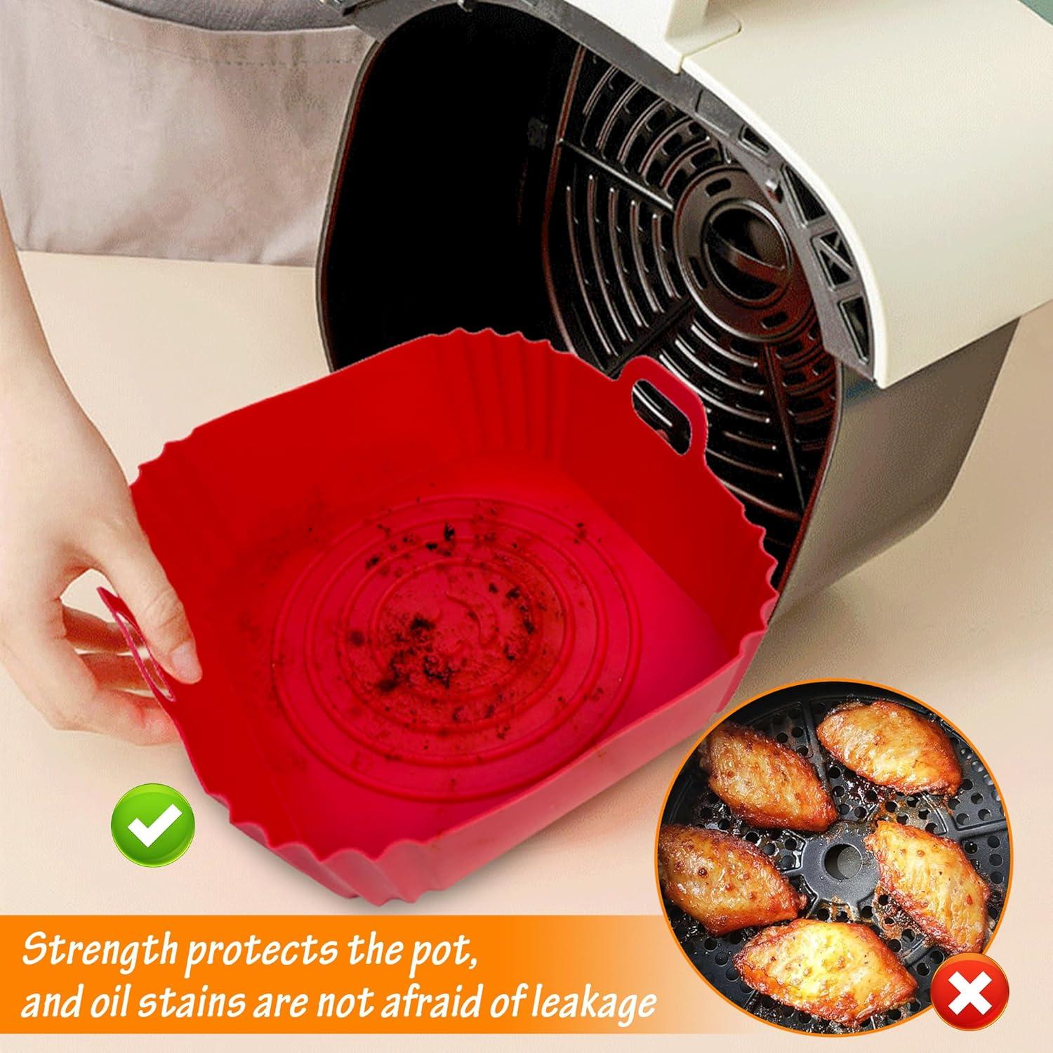 4er Set Silikonform für Heißluftfritteuse 22cm Airfryer Zubehör Pot Liners