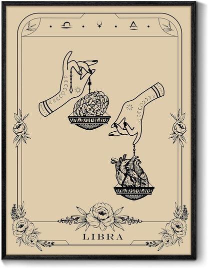 Konstellation Leinwand Bilder mit Rahmen Schwarz, WaageTarot