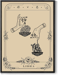 Konstellation Leinwand Bilder mit Rahmen Schwarz, WaageTarot